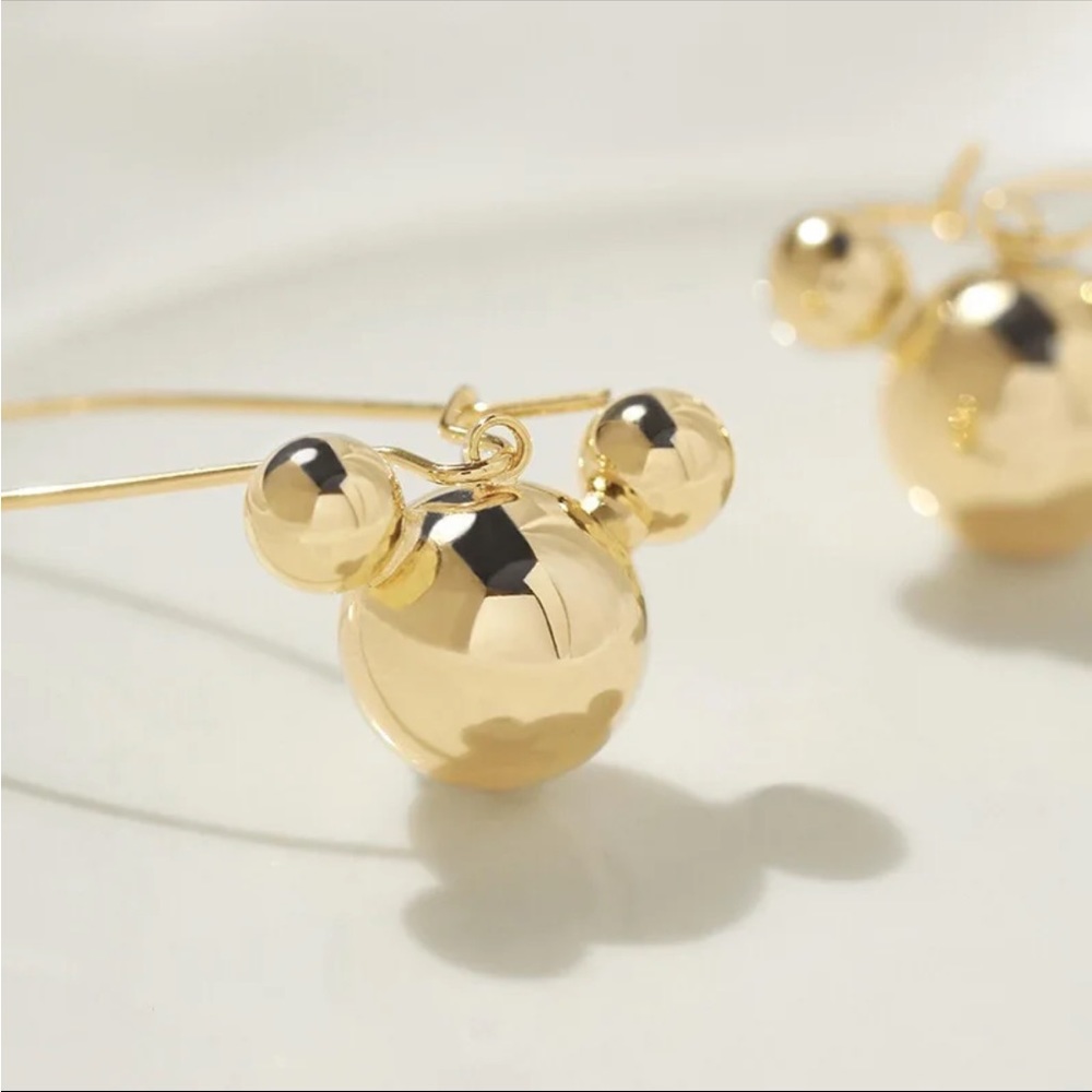 Mickey Mouse Dangle Gold Minimalist Minnie Disney World Cartoon 90s Gift Earring - Picture 2 of 8
